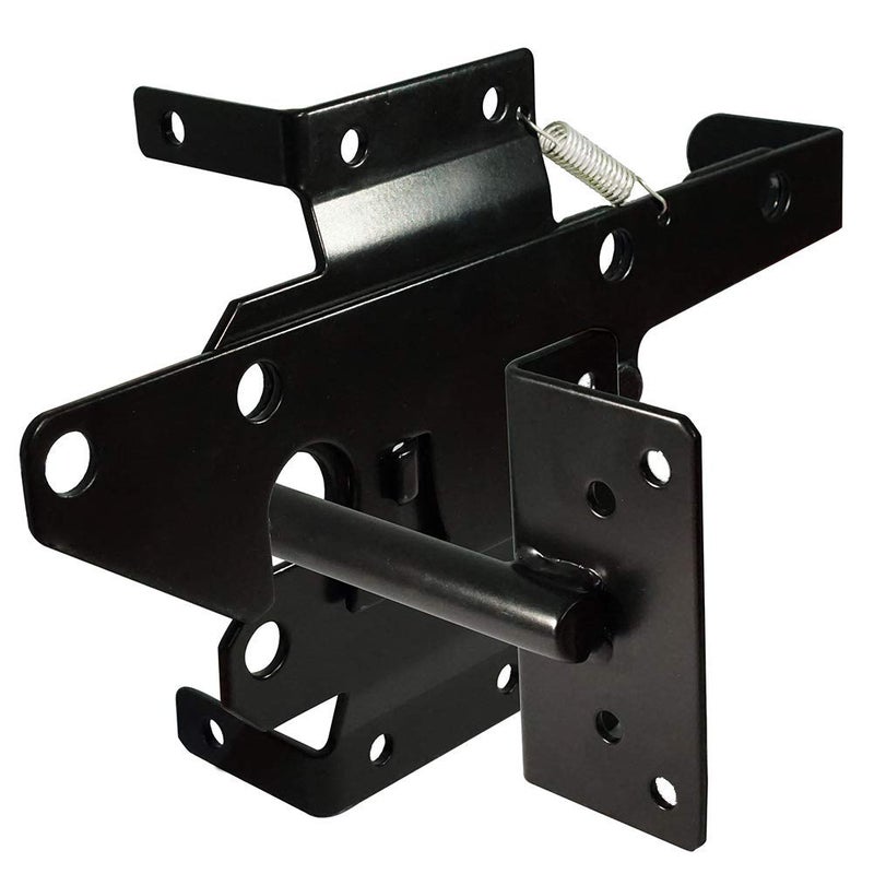SANKINS Self-Locking Gate Latch Heavy Duty Post Mount Automatic Gravity Lever Wood/PVC Fence Gate Lock with Fasteners Hardware,for Secure Pool |Yard | Garden, Steel,Black - Image 1
